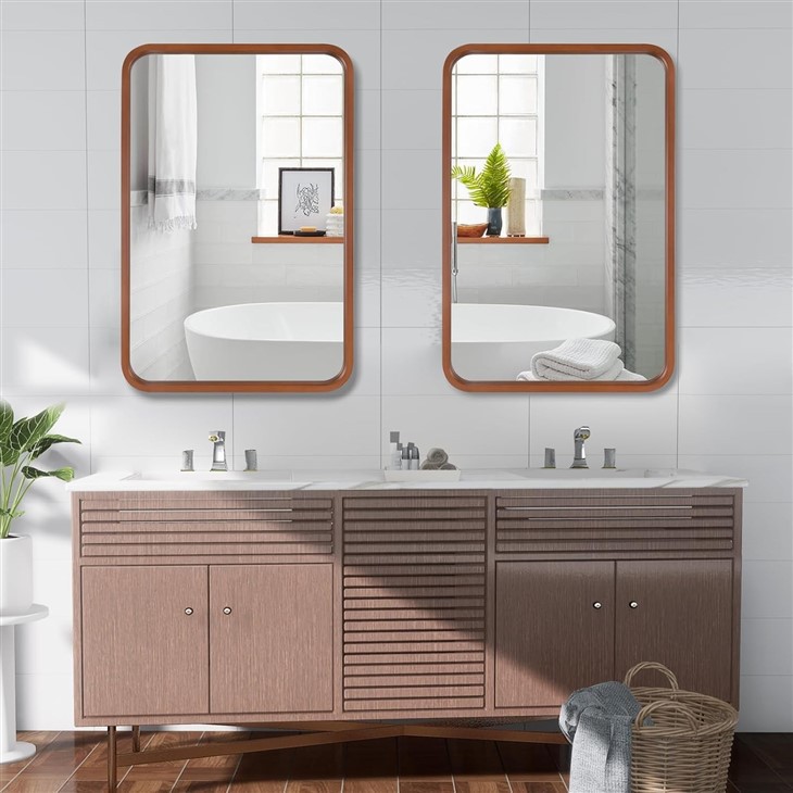 Walnut Framed Bathroom Mirror factory